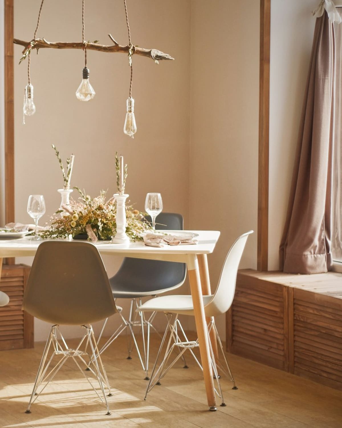 A warm inn breakfast table by a window